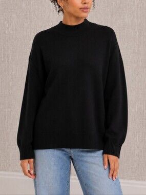 Contemporaine Simons Black Mock Neck Knit Sweater Women’s XL Minimalist